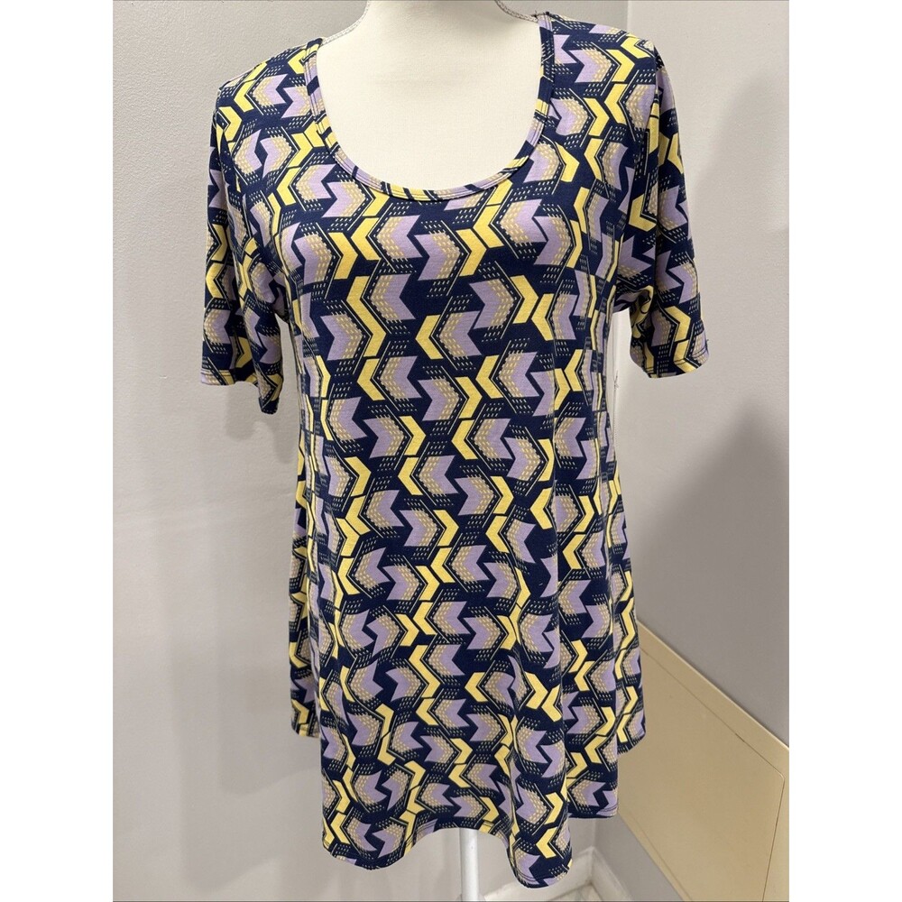 NWT Lularoe Perfect T Purple & Yellow Chevron Designs Size Small Shirt New
